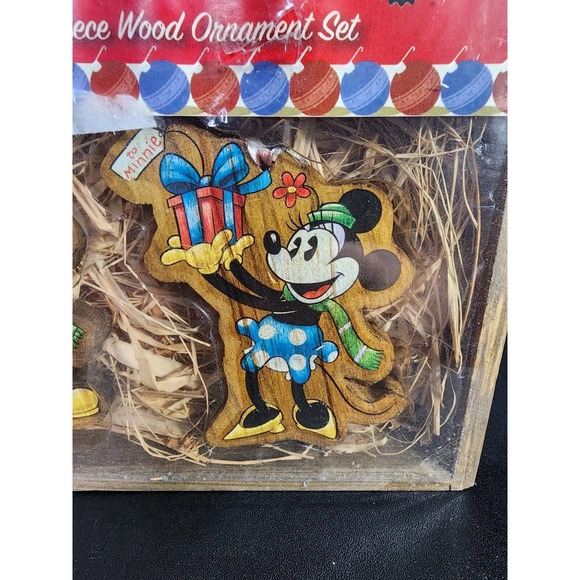 Original Disney MICKEY MOUSE WOOD Christmas Ornament Set - 4Piece NIB Vintage - Picture 4 of 8
